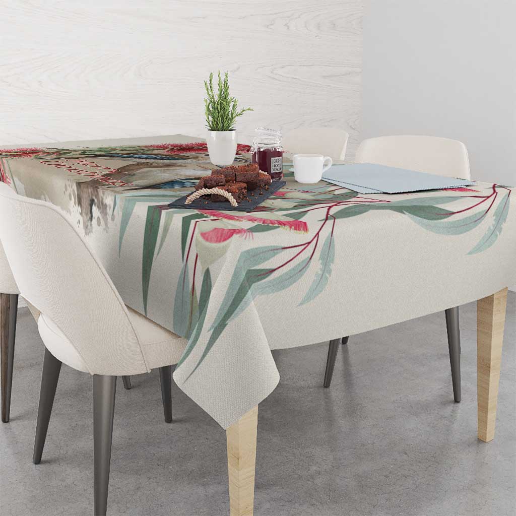 Australia Kookaburra Christmas Tablecloth Bottlebrush Eucalyptus Blossoms Watercolor - Aussie Hoodie