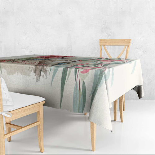 Australia Kookaburra Christmas Tablecloth Bottlebrush Eucalyptus Blossoms Watercolor - Aussie Hoodie