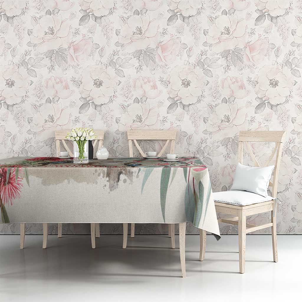 Australia Kookaburra Christmas Tablecloth Bottlebrush Eucalyptus Blossoms Watercolor - Aussie Hoodie