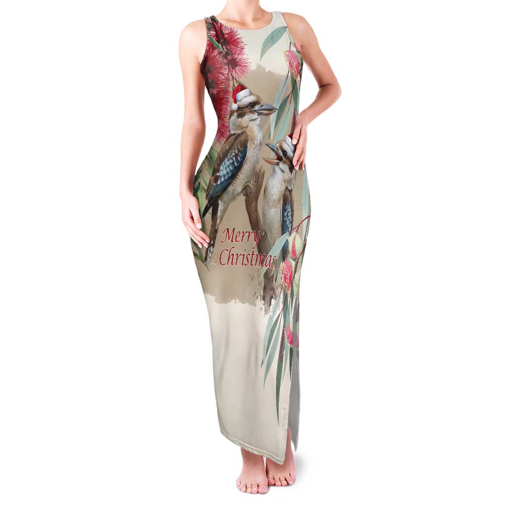 Australia Kookaburra Christmas Tank Maxi Dress Bottlebrush Eucalyptus Blossoms Watercolor - Aussie Hoodie