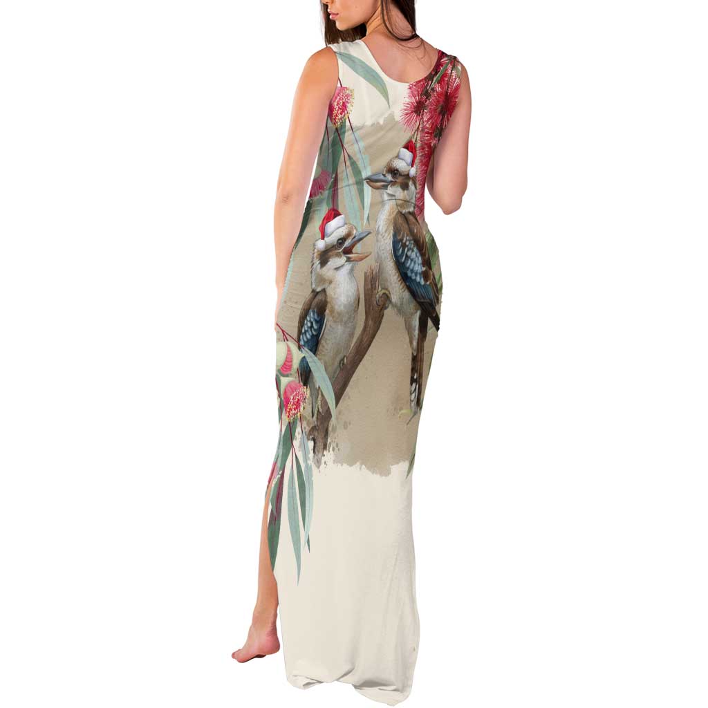 Australia Kookaburra Christmas Tank Maxi Dress Bottlebrush Eucalyptus Blossoms Watercolor - Aussie Hoodie