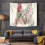 Australia Kookaburra Christmas Tapestry Bottlebrush Eucalyptus Blossoms Watercolor - Aussie Hoodie