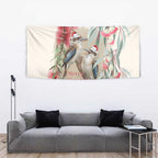 Australia Kookaburra Christmas Tapestry Bottlebrush Eucalyptus Blossoms Watercolor - Aussie Hoodie