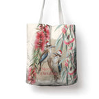 Australia Kookaburra Christmas Tote Bag Bottlebrush Eucalyptus Blossoms Watercolor - Aussie Hoodie