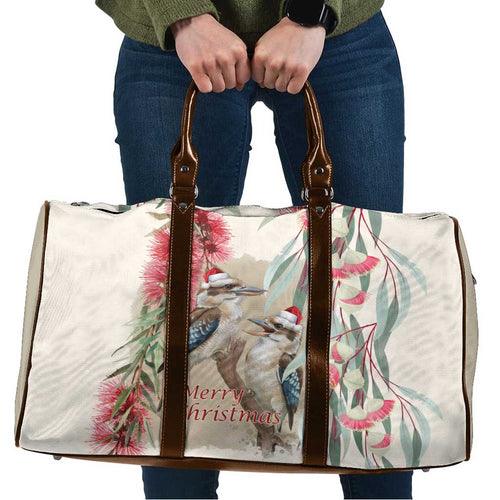 Australia Kookaburra Christmas Travel Bag Bottlebrush Eucalyptus Blossoms Watercolor - Aussie Hoodie