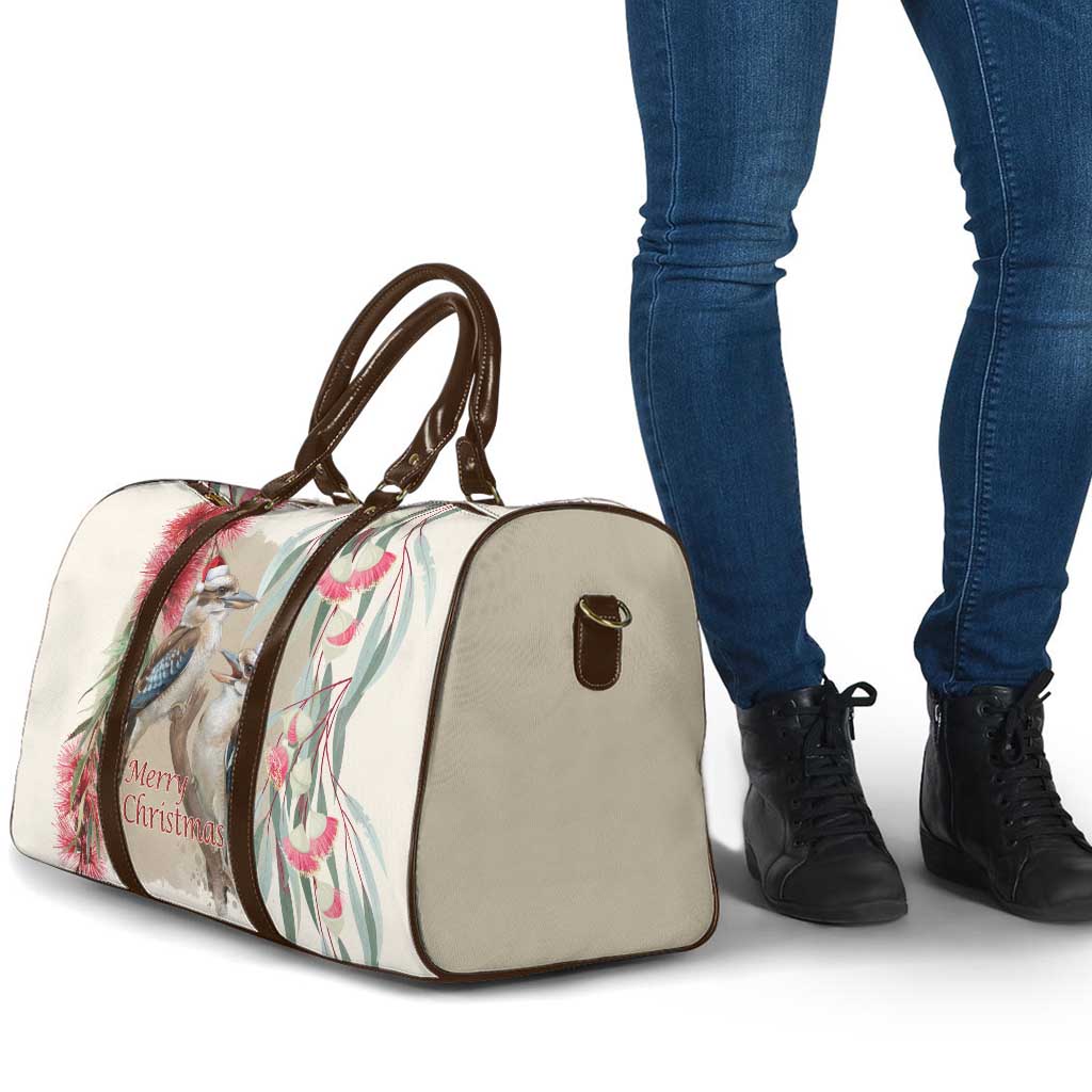 Australia Kookaburra Christmas Travel Bag Bottlebrush Eucalyptus Blossoms Watercolor - Aussie Hoodie
