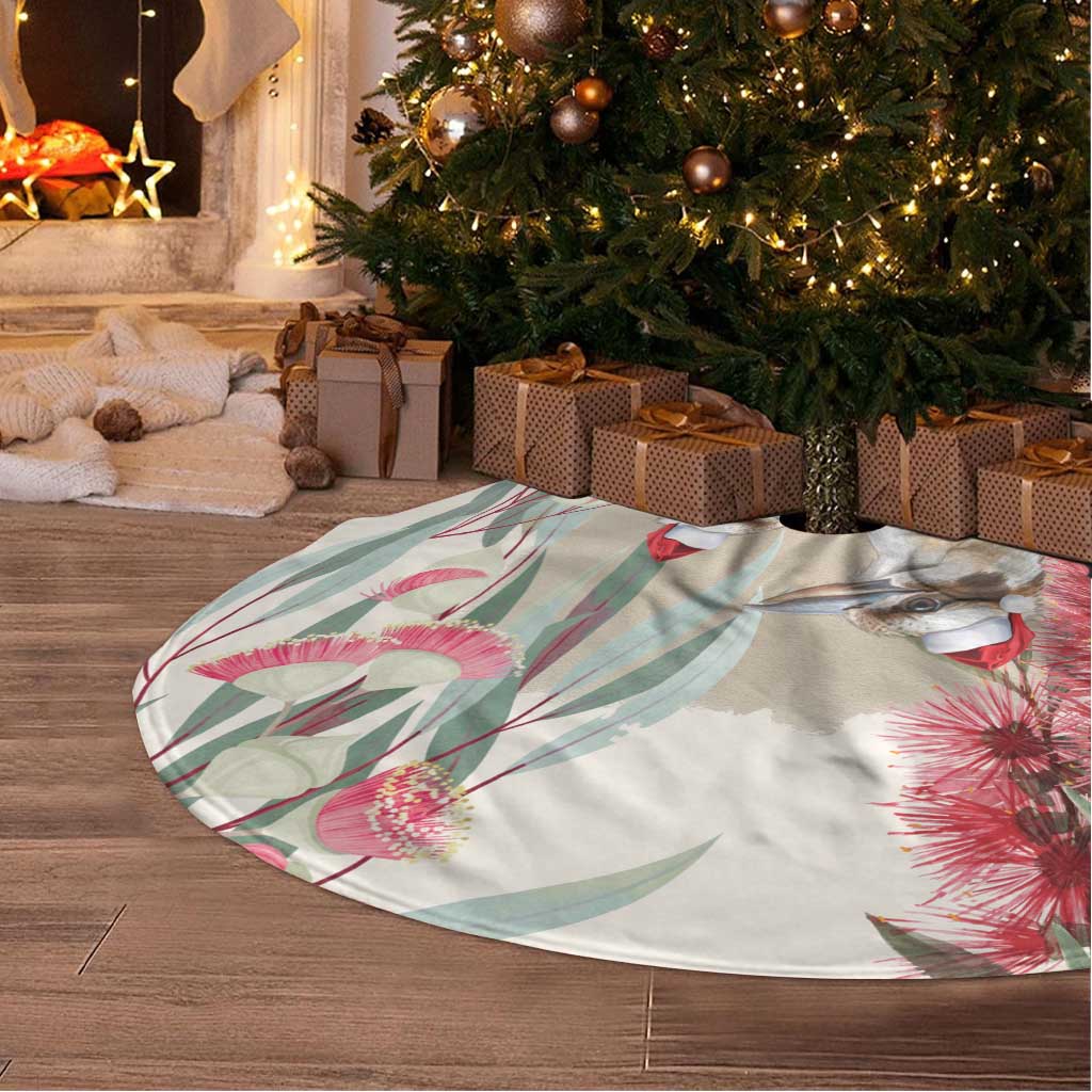 Australia Kookaburra Christmas Tree Skirt Bottlebrush Eucalyptus Blossoms Watercolor - Aussie Hoodie