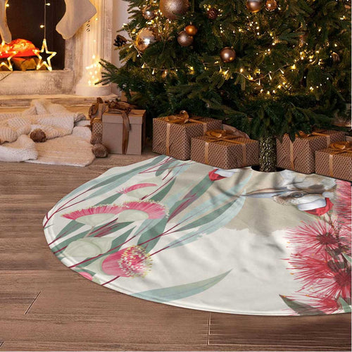 Australia Kookaburra Christmas Tree Skirt Bottlebrush Eucalyptus Blossoms Watercolor - Aussie Hoodie