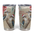 Australia Kookaburra Christmas Tumbler Cup Bottlebrush Eucalyptus Blossoms Watercolor - Aussie Hoodie