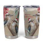 Australia Kookaburra Christmas Tumbler Cup Bottlebrush Eucalyptus Blossoms Watercolor - Aussie Hoodie