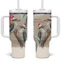 Australia Kookaburra Christmas Tumbler With Handle Bottlebrush Eucalyptus Blossoms Watercolor - Aussie Hoodie
