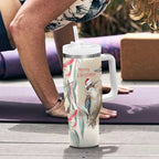 Australia Kookaburra Christmas Tumbler With Handle Bottlebrush Eucalyptus Blossoms Watercolor - Aussie Hoodie