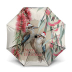 Australia Kookaburra Christmas Umbrella Bottlebrush Eucalyptus Blossoms Watercolor - Aussie Hoodie