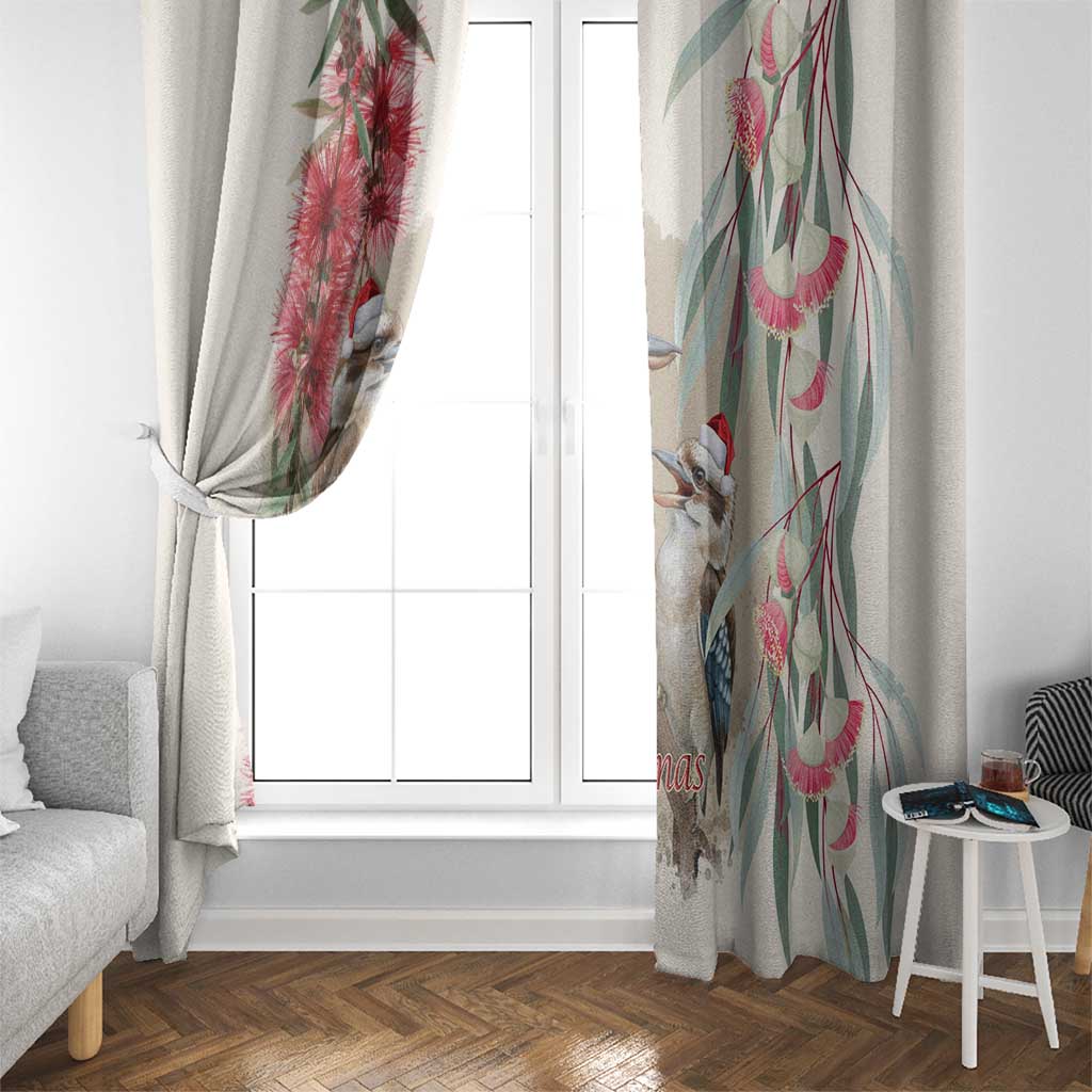 Australia Kookaburra Christmas Window Curtain Bottlebrush Eucalyptus Blossoms Watercolor - Aussie Hoodie