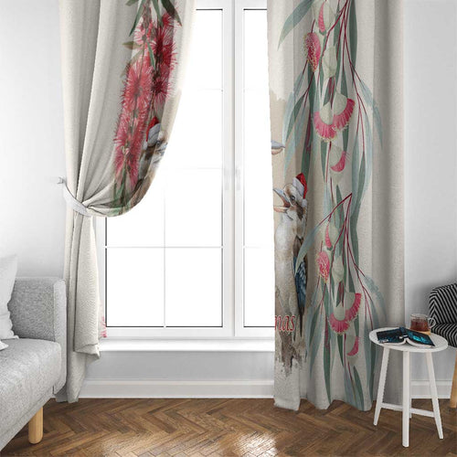 Australia Kookaburra Christmas Window Curtain Bottlebrush Eucalyptus Blossoms Watercolor - Aussie Hoodie