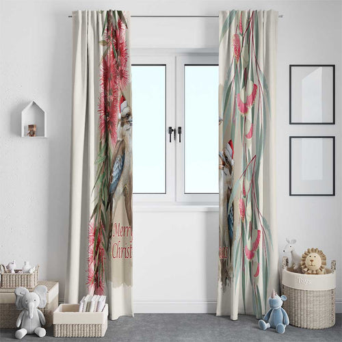 Australia Kookaburra Christmas Window Curtain Bottlebrush Eucalyptus Blossoms Watercolor - Aussie Hoodie