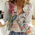 Australia Kookaburra Christmas Women Casual Shirt Bottlebrush Eucalyptus Blossoms Watercolor - Aussie Hoodie