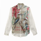 Australia Kookaburra Christmas Women Casual Shirt Bottlebrush Eucalyptus Blossoms Watercolor - Aussie Hoodie