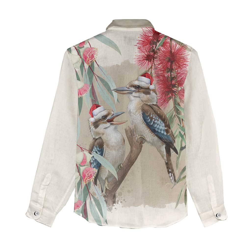 Australia Kookaburra Christmas Women Casual Shirt Bottlebrush Eucalyptus Blossoms Watercolor - Aussie Hoodie