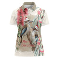 Australia Kookaburra Christmas Women Polo Shirt Bottlebrush Eucalyptus Blossoms Watercolor - Aussie Hoodie