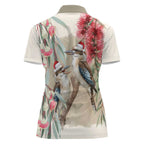 Australia Kookaburra Christmas Women Polo Shirt Bottlebrush Eucalyptus Blossoms Watercolor - Aussie Hoodie