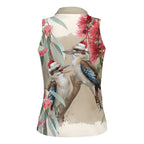 Australia Kookaburra Christmas Women Sleeveless Polo Shirt Bottlebrush Eucalyptus Blossoms Watercolor - Aussie Hoodie