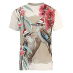 Australia Kookaburra Christmas Women V-Neck T-Shirt Bottlebrush Eucalyptus Blossoms Watercolor - Aussie Hoodie