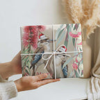 Australia Kookaburra Christmas Wrapping Paper Bottlebrush Eucalyptus Blossoms Watercolor - Aussie Hoodie