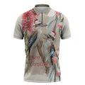 Australia Kookaburra Christmas Zipper Polo Shirt Bottlebrush Eucalyptus Blossoms Watercolor - Aussie Hoodie