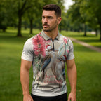 Australia Kookaburra Christmas Zipper Polo Shirt Bottlebrush Eucalyptus Blossoms Watercolor - Aussie Hoodie