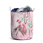 Australia Funny Pink Galah Christmas Laundry Basket Aboriginal Eucalyptus Blossoms Watercolor - Aussie Hoodie