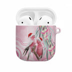 Australia Funny Pink Galah Christmas AirPods Case Aboriginal Eucalyptus Blossoms Watercolor - Aussie Hoodie