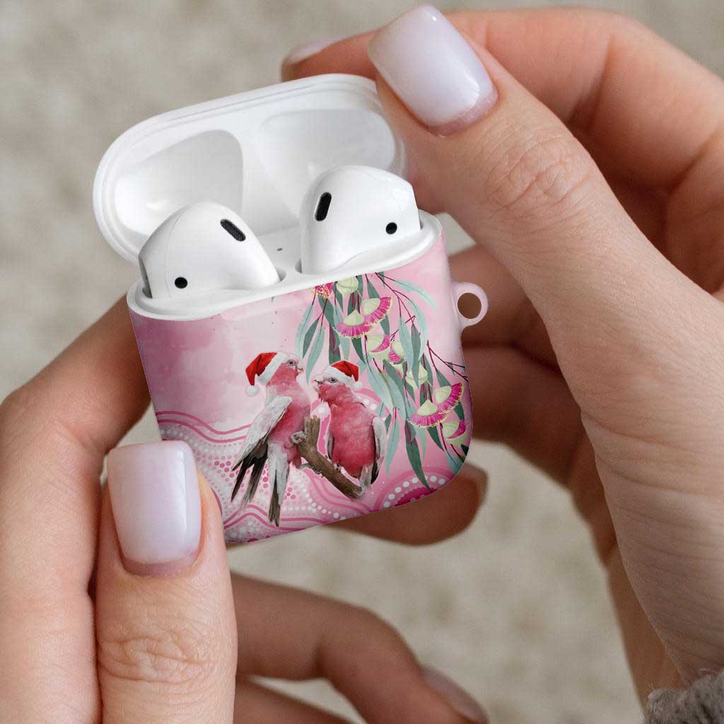 Australia Funny Pink Galah Christmas AirPods Case Aboriginal Eucalyptus Blossoms Watercolor - Aussie Hoodie