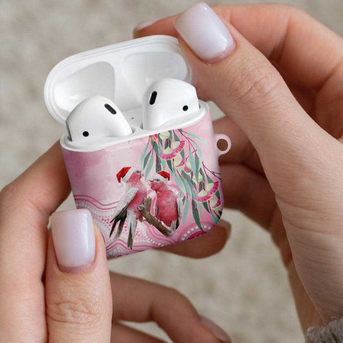Australia Funny Pink Galah Christmas AirPods Case Aboriginal Eucalyptus Blossoms Watercolor - Aussie Hoodie