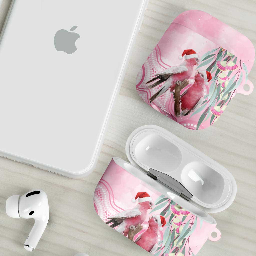 Australia Funny Pink Galah Christmas AirPods Case Aboriginal Eucalyptus Blossoms Watercolor - Aussie Hoodie