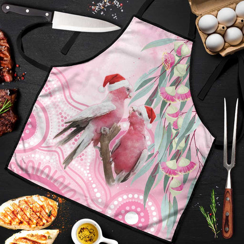 Australia Funny Pink Galah Christmas Apron Aboriginal Eucalyptus Blossoms Watercolor - Aussie Hoodie