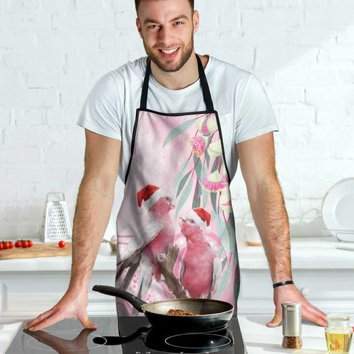 Australia Funny Pink Galah Christmas Apron Aboriginal Eucalyptus Blossoms Watercolor - Aussie Hoodie