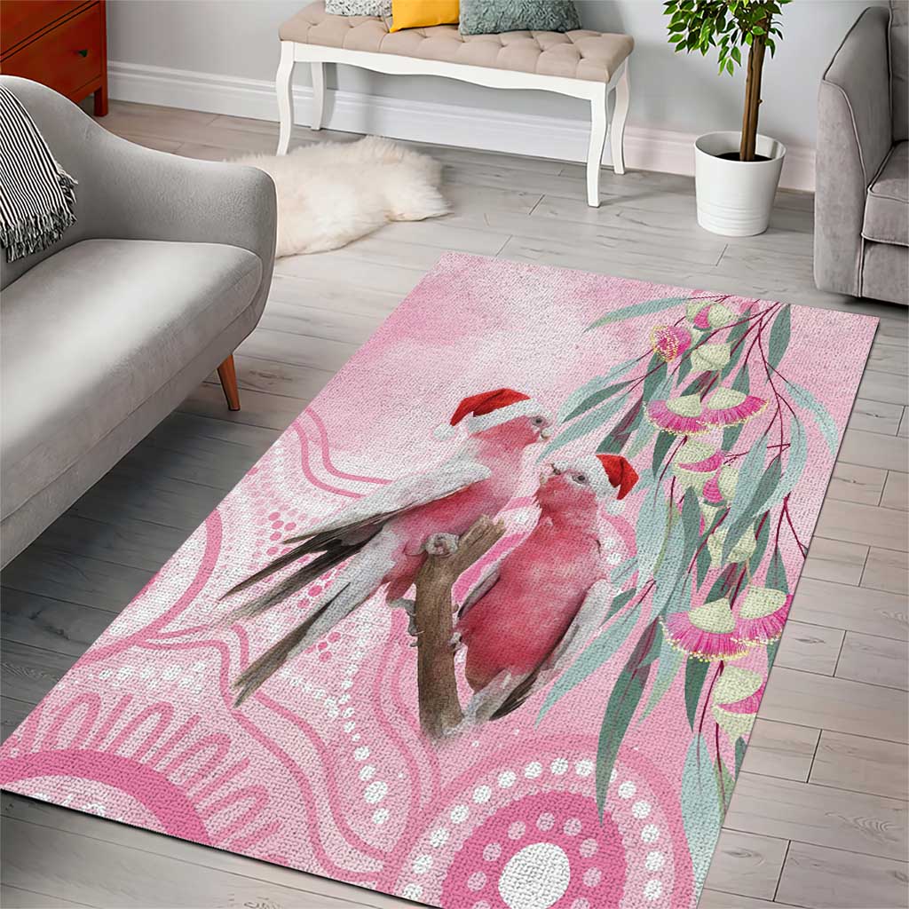 Australia Funny Pink Galah Christmas Area Rug Aboriginal Eucalyptus Blossoms Watercolor - Aussie Hoodie