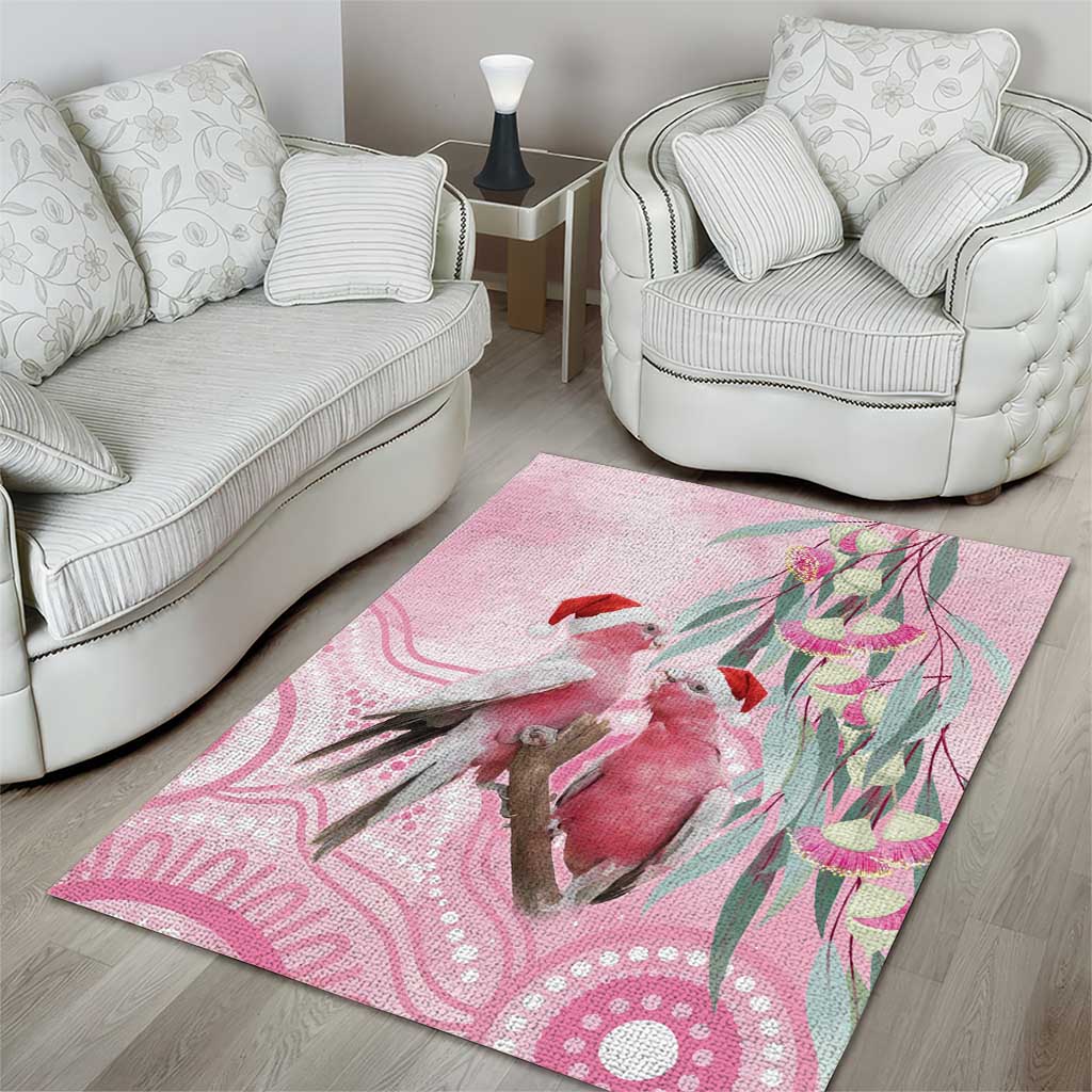 Australia Funny Pink Galah Christmas Area Rug Aboriginal Eucalyptus Blossoms Watercolor - Aussie Hoodie