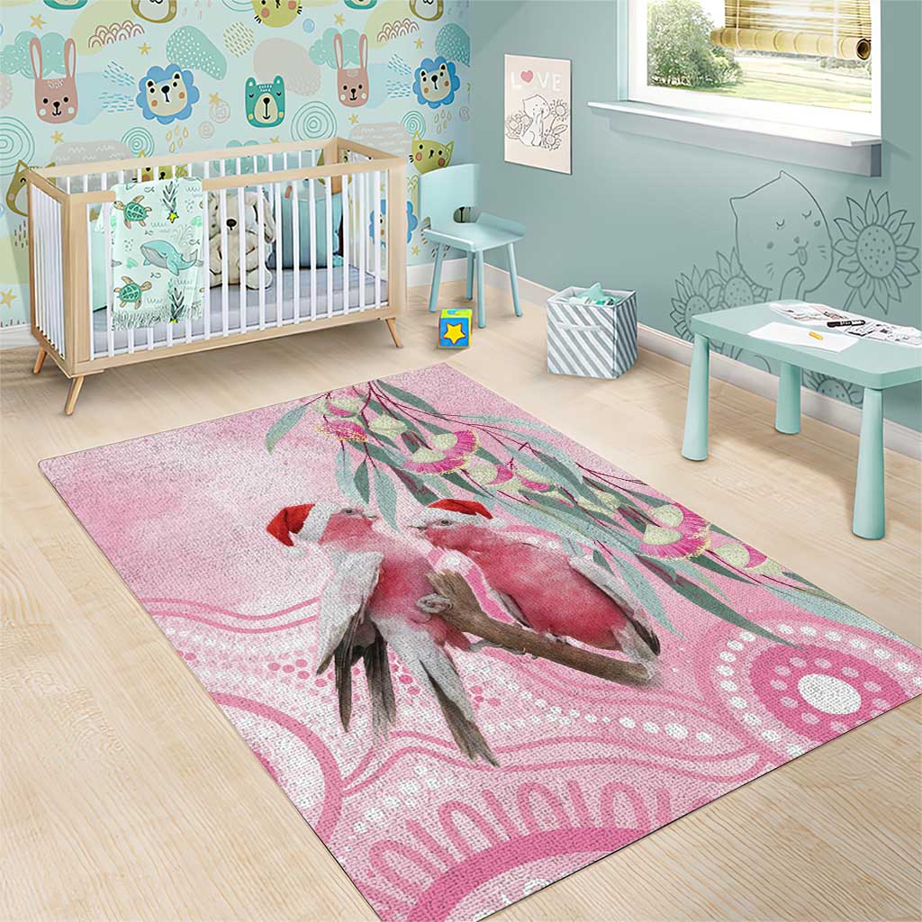 Australia Funny Pink Galah Christmas Area Rug Aboriginal Eucalyptus Blossoms Watercolor - Aussie Hoodie