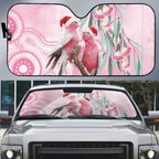 Australia Funny Pink Galah Christmas Auto Sun Shade Aboriginal Eucalyptus Blossoms Watercolor - Aussie Hoodie