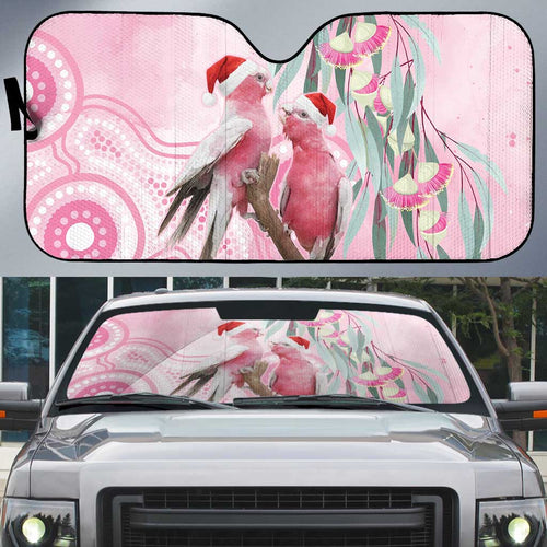 Australia Funny Pink Galah Christmas Auto Sun Shade Aboriginal Eucalyptus Blossoms Watercolor - Aussie Hoodie