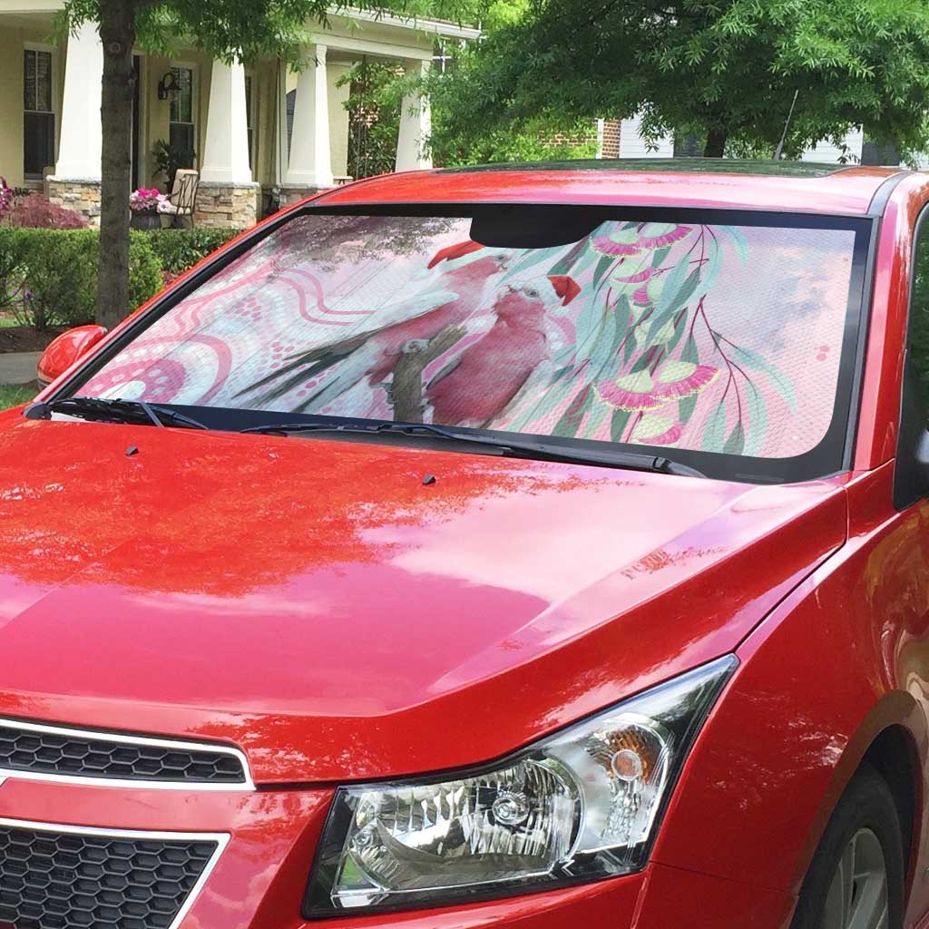 Australia Funny Pink Galah Christmas Auto Sun Shade Aboriginal Eucalyptus Blossoms Watercolor - Aussie Hoodie