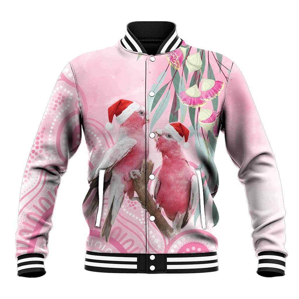 Australia Funny Pink Galah Christmas Baseball Jacket Aboriginal Eucalyptus Blossoms Watercolor - Aussie Hoodie