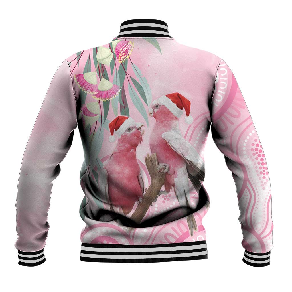 Australia Funny Pink Galah Christmas Baseball Jacket Aboriginal Eucalyptus Blossoms Watercolor - Aussie Hoodie