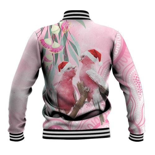 Australia Funny Pink Galah Christmas Baseball Jacket Aboriginal Eucalyptus Blossoms Watercolor - Aussie Hoodie
