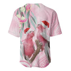 Australia Funny Pink Galah Christmas Baseball Jersey Aboriginal Eucalyptus Blossoms Watercolor - Aussie Hoodie