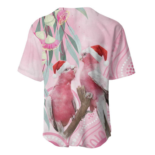 Australia Funny Pink Galah Christmas Baseball Jersey Aboriginal Eucalyptus Blossoms Watercolor - Aussie Hoodie