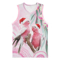 Australia Funny Pink Galah Christmas Basketball Jersey Aboriginal Eucalyptus Blossoms Watercolor - Aussie Hoodie