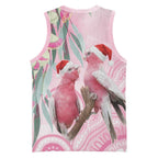 Australia Funny Pink Galah Christmas Basketball Jersey Aboriginal Eucalyptus Blossoms Watercolor - Aussie Hoodie